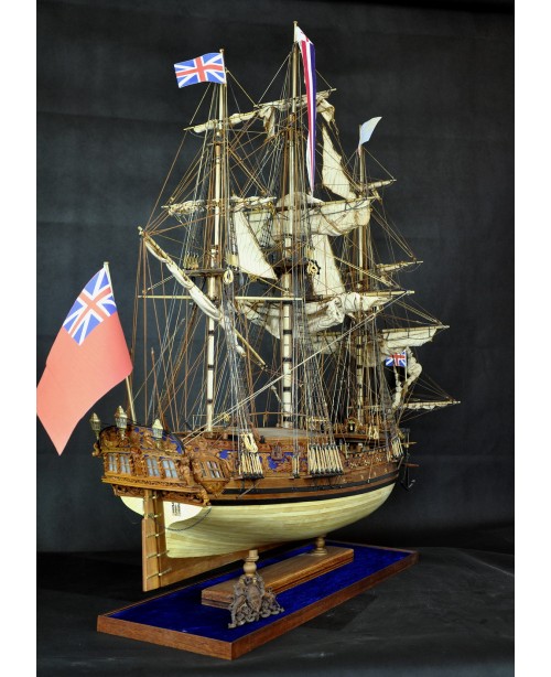 HMS Royal Caroline 1749 Pear Carvings With Mast 1/...